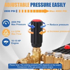 Pressure Washer Pump Power Washer Pump 1″ Shaft Horizontal 4400 PSI 4.4 GPM