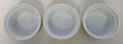 3 CORDON BLEU STONEWARE HOBNAIL RAMEKINS GRAY YELLOW GREEN 3.25 INCHES 4 OZS