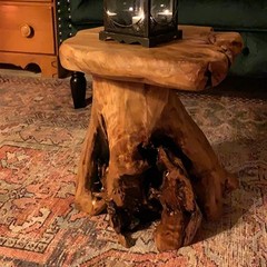 GREENAGE Natural Cedar Mushroom Stool Plant Stand Nightsstand Side Table 13.5″ H