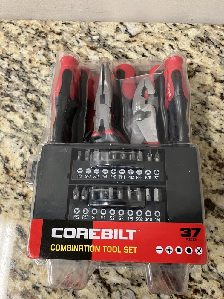 Corebilt 37-Piece Combination Tool Set Screwdrivers Pliers Hex Keys Bits New