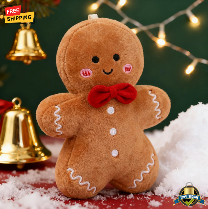 17cm Cute Christmas Gingerbread Man Plush Toy Xmas Tree Ornament Gift