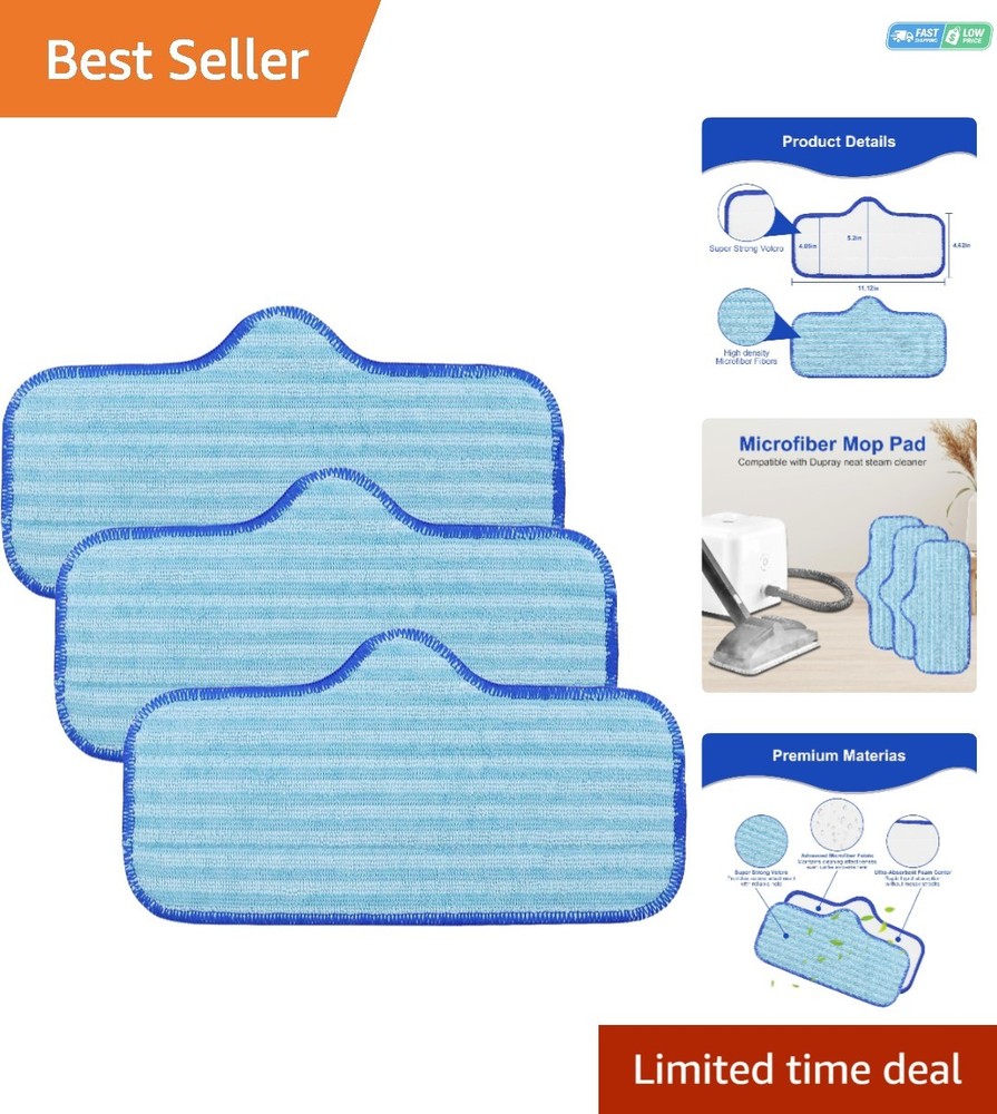 Machine Washable Microfiber Replacement Pads for Dupray Steam Cleaners – 3 Pack