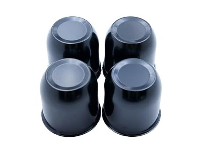 4 Push Through Black Wheel Center Caps for Trailer Wheel Rims 3.25″ Center Bore