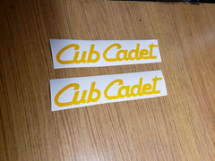 CUB CADET Tractor Mower Vinyl Decals Stickers -PAIR (2)- YELLOW 9 ” X 1.5″