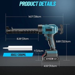 Cordless Electric Adhesive Caulking Gun Caulk Power Tool for 10oz. Sealant Glue