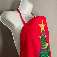 Christmas Apron Tree Presents Pockets Handmade Novelty Gift Red Green Holiday