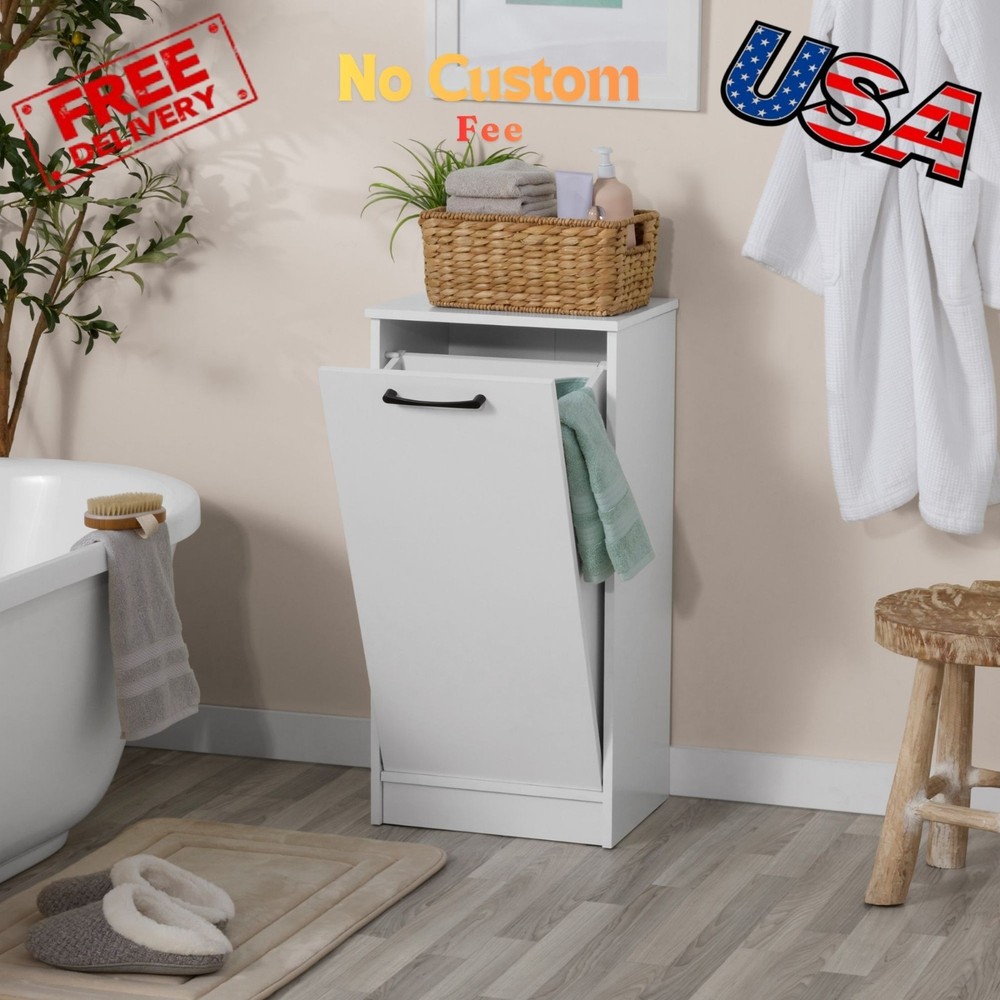 Ardent Tilt-Out Laundry Hamper Cabinet, White
