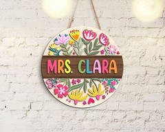 Custom 3D Teacher Door Hanger, Floral Name Sign, Back to School Gift