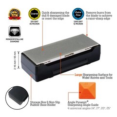 Doublesided Diamond Sharpening Stone Whetstone Knife Sharpener with Storage Base