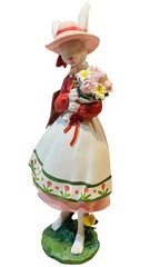 Bunny Girl Figurine 15.5in Holding Flowers Spring Summer Statue Decor NEW Gift
