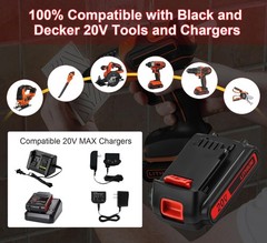 2Pack 20V Lithium-ion 1.5Ah Battery for BLACK DECKER 20 Volt LBXR20 LBX20 LB20