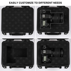 Waterproof Hard Case, 9.3x8x4.4 in, Foam Insert, IP67, Shock Proof, Tool Box
