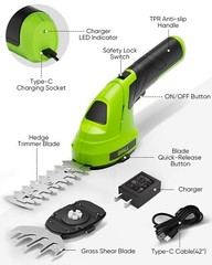 SHALL 2 in 1 Cordless Grass Shear & Hedge Trimmer – 7.2V Electric Bush Trimmer