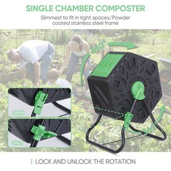 18.5 Gal Compost Bin Compost Tumbler Single Chamber Composter Outdoor Garden