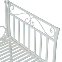 19.75 In. White Cast Iron Antique Outdoor Patio Garden Bench Seat-84B-077