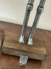 NEW Set of 2 Metal Iron Silver Soldier Stocking Holders 15″