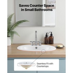 Uimoso Semi-Recessed Bathroom Sink Drop-In Undermount Sink 19 x 16.7in Ceramic