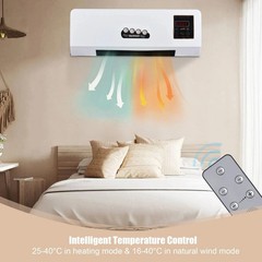 2 in 1 1800W Wall Mounted Heater Air Conditioner Fan Combo Remote Control Q7S0