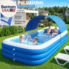 2026 Inflatable Pool with Canopy,Upgraded Blow up Pool for Adults&Kids,Large Inf