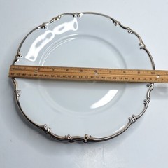 Hutschenreuther Selb Bavaria 2 Dinner Plates 10.25” Vintage White Platinum Trim