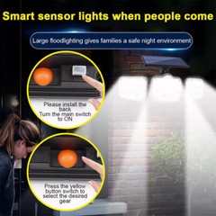 2 Pack LED Solar Lights 3-Head Outdoor Waterproof Motion Sensor Security Lamp