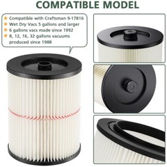 Replacement Cartridge Filter for Shop Vac Craftsman 9-17816 Wet Dry Air Filter
