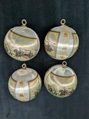 4 VTG Girl Scouts Silk Christmas Balls Currier & Ives Winter WNEPTV 16 PA