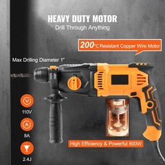 Rotary Hammer Drill Corded Drills 1″ 4 Modes SDS-Plus Chipping Hammers