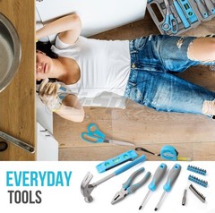 Hi-Spec Blue Household Tool Kit Set with Toolbox for Home, Office & Car