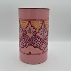 Unique Le Souk Ceramique Malika Tunisia Pink Green Blue Cylinder Utensil Holder
