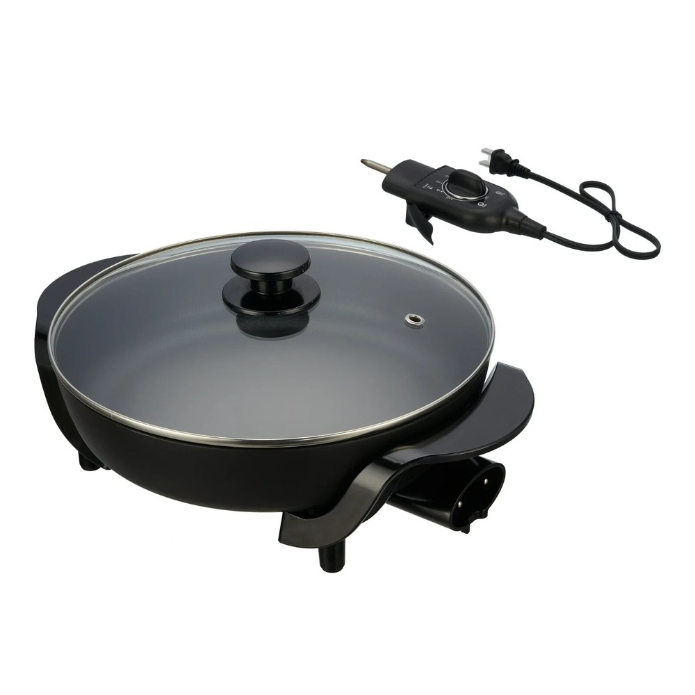 Mainstays 12″ Round Ceramic Skillet, Black,Nonstick, 1200W Dishwasher Safe
