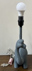 Brontosaurus Dinosaur Lamp with 10″ Diam White Shade Gray Resin Nursery Decor