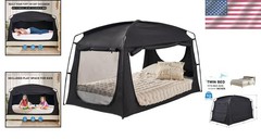 Privacy Blackout Tent for Adults Kids Sunproof Portable Bed Canopy Mesh Windows