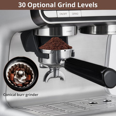 Barista Express Espresso Machine with Grinder & Milk Frother – Silver