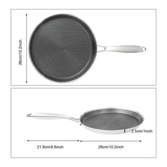 10-Inch Stainless Steel Non-Stick Crepe Pan with Flat Design for Easy Cooking
