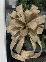 Handmade Metallic Gold Silver Natural Tan Bow for Christmas Winter Wreath Decor