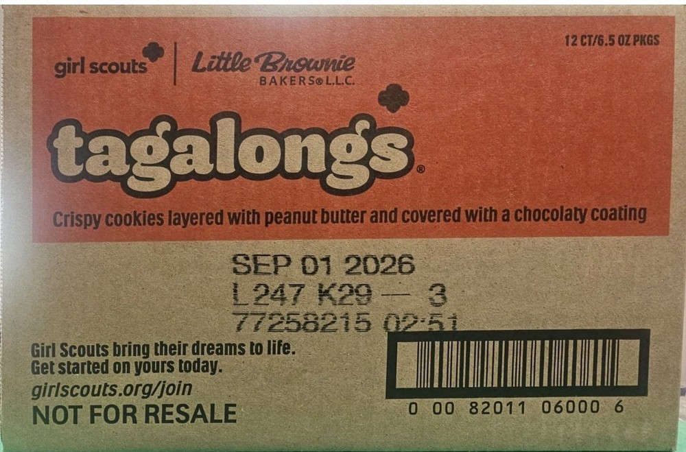 2026 Girl Scout Cookies TAGALONGS CASE OF 12 BOXES