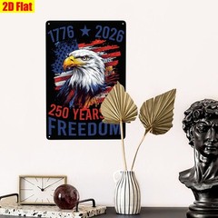 Distressed 250 Years Metal Sign 4th of July Patriotic USA Flag Bald Eagle Decor