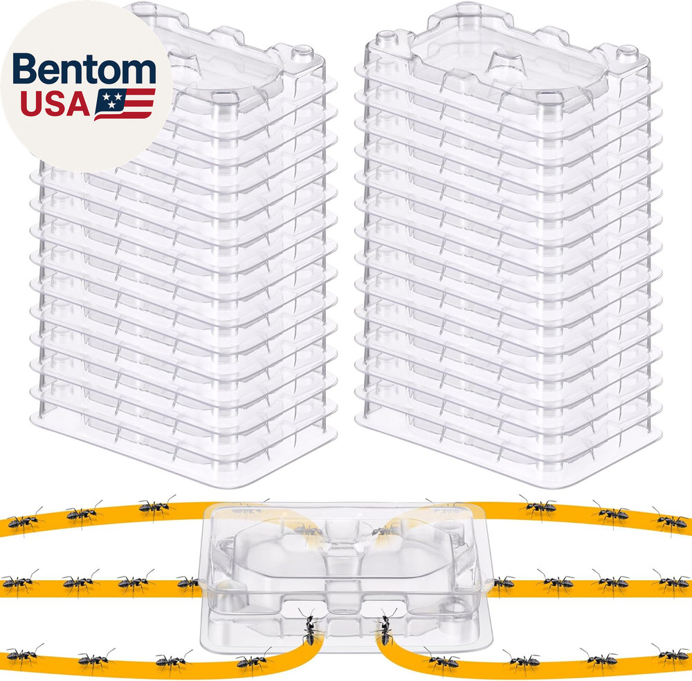 32 Pcs Ant Bait Stations Reusable (Bait NOT Included), Multi Surface Ant Killer