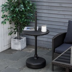 Modern Wood Grain Umbrella Table Tray 19.75in Black