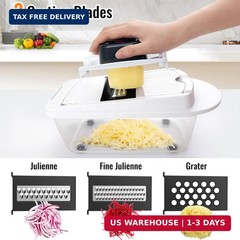 8 Blade All-in-1 Vegetable Chopper Mandoline Slicer with Container, Food Chopper