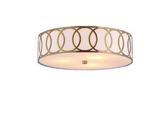 JONATHAN Y Aubrey 3-Light 15.5 in. Brass Gold Metal Flush Mount