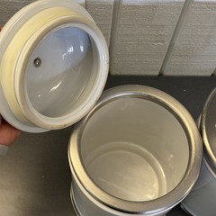 Williams Sonoma White Stoneware Canisters Set of Three: 2 Tall 1 Short NICE