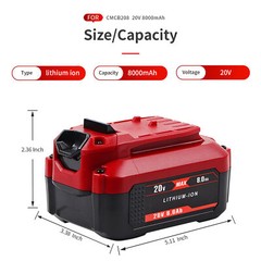 2PACK 20V 8.0AH For Craftsman 20 Volt MAX Li-ion Battery CMCB204 CMCB202 CMCB201