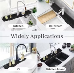 Foldable Silicone Sink Faucet Mat, Self-Draining, 29.5 x 6.02 in