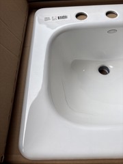 Kohler Tahoe 21″ drop in cast iron bathroom sink K-2895-8-0 white, wide spread