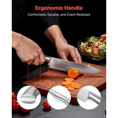 Uimoso 15-Piece Kitchen Knife Set with Block and Sharpener, High Carbon Steel