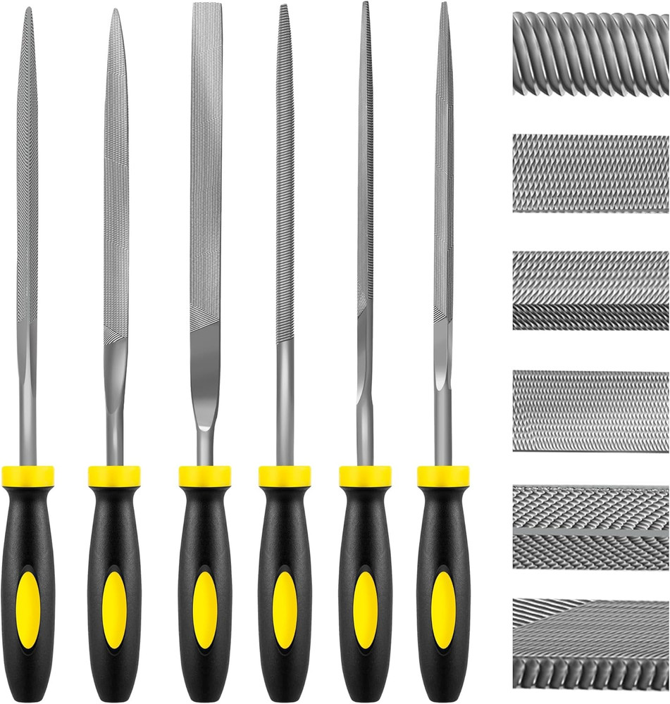 6 Piece Metal Needle File Set – 4-Inch,Carbon Steel Files for Metal, Wood & Jewe
