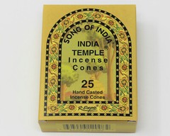 Song of India Incense Cones: 5 Packs of 25 Cones, Total 125 (Indian Temple)