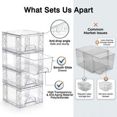 Stackable Storage Drawers, 4.4in Small Bathroom Organizers and Storage Boxes,…